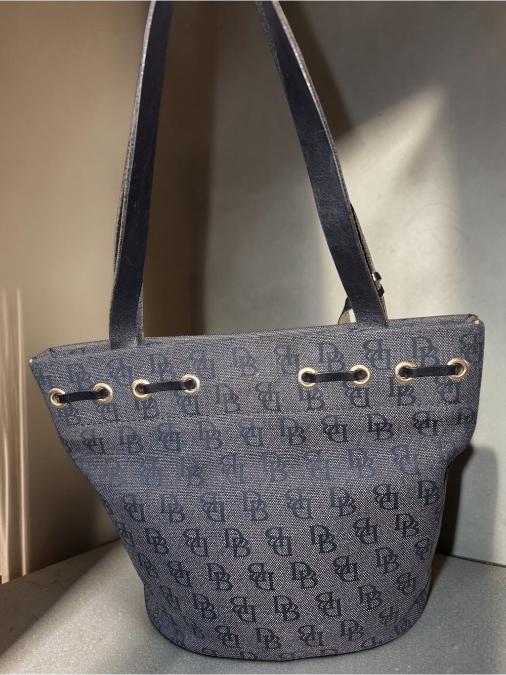 Dooney & Bourke Navy Signature Drawstring Tote - Picture 6 of 9